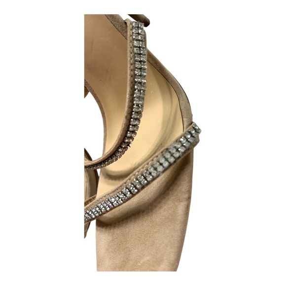 Bebe Beige Strappy Heels with Rhinestones - Picture 3 of 4